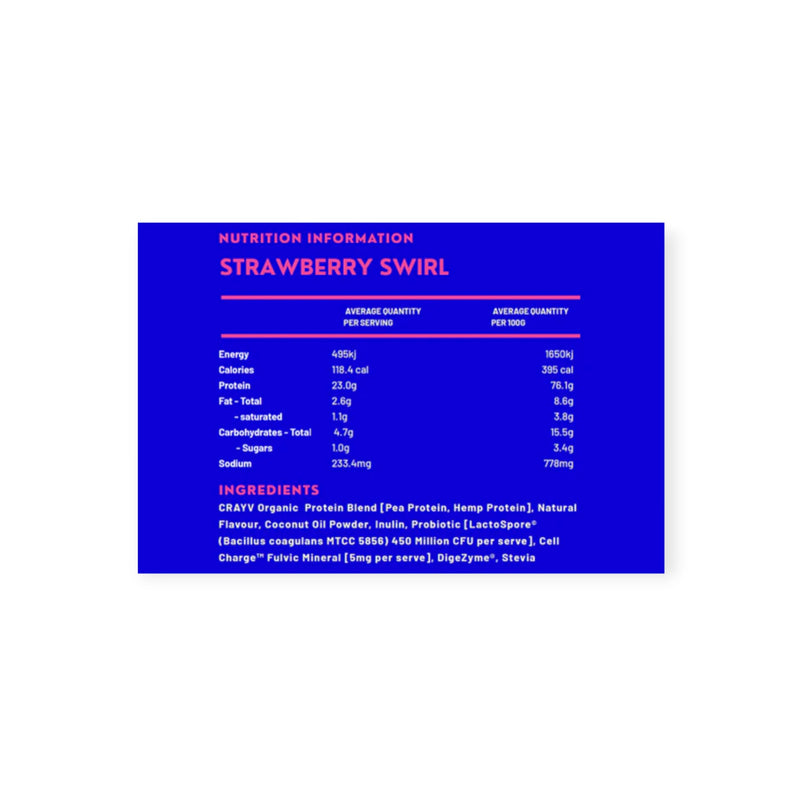Load image into Gallery viewer, Crayv Premium Plant Protein Strawberry Swirl 900g