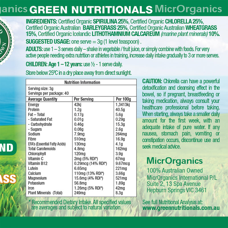 Load image into Gallery viewer, Microrganics Green Nutritionals Green Superfoods Powder 450g