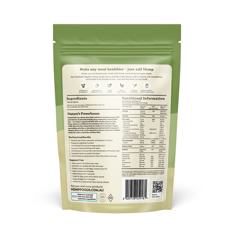 Load image into Gallery viewer, Hemp Foods Australia Organic Hulled Hemp Seeds 1kg