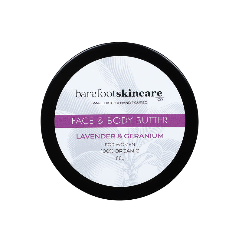 Load image into Gallery viewer, Barefoot Face & Body Butter Lavender & Geranium 100g