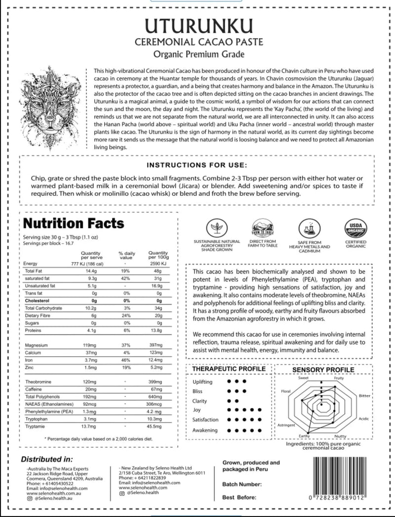 Load image into Gallery viewer, Seleno Health Ceremonial Cacao Box UTURUNKU 500g