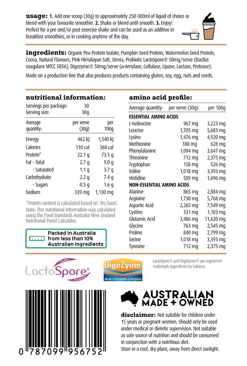 Load image into Gallery viewer, White Wolf Natural & Lean Vegan Protein Blend Chocolate Malt 900g