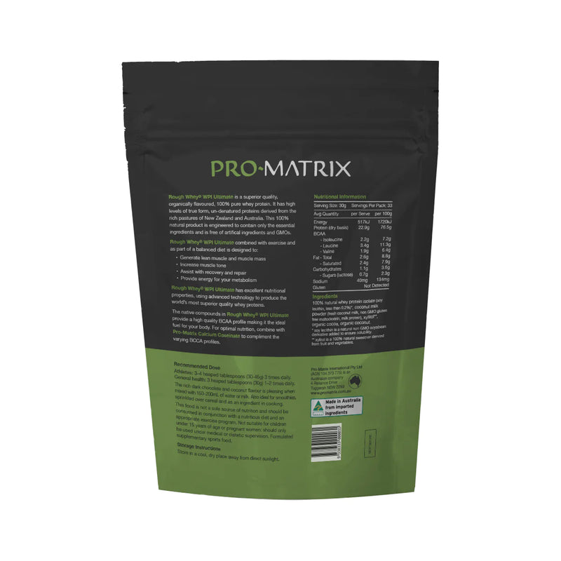 Load image into Gallery viewer, Pro-Matrix Rough Whey Pasture Fed WPI (organic dark choc & coconut) 1Kg