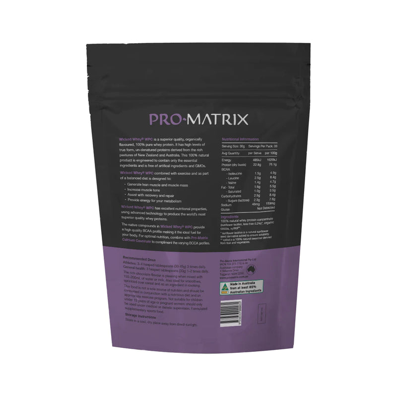 Load image into Gallery viewer, Pro-Matrix Wicked Whey Pasture Fed WPC (organic chocolate flavour) 1kg