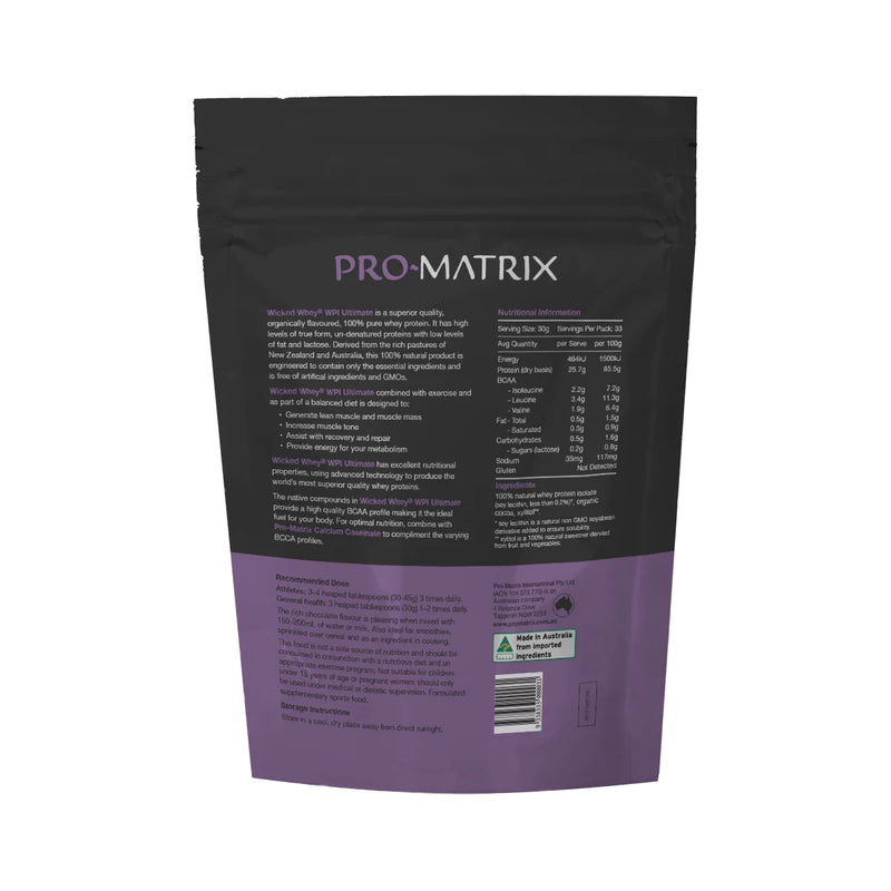 Load image into Gallery viewer, Pro-Matrix Wicked Whey Pasture Fed WPI (organic chocolate flavour) 1kg