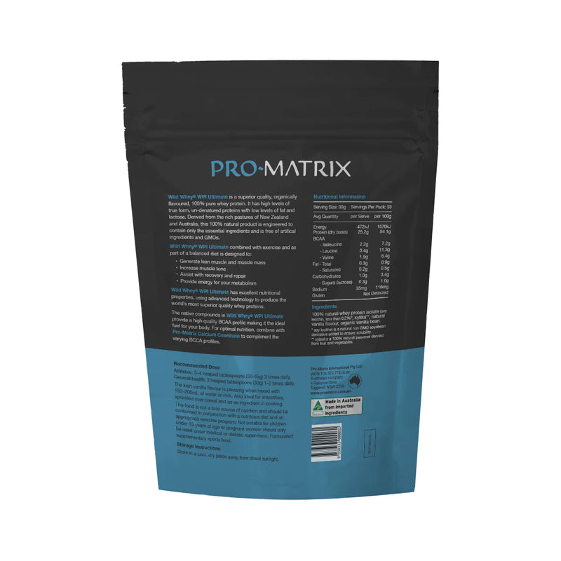 Load image into Gallery viewer, Pro-Matrix Wild Whey Pasture Fed WPI (organic vanilla flavour) 1kg