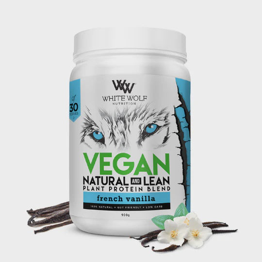 Load image into Gallery viewer, White Wolf Natural & Lean Vegan Protein Blend French Vanilla 900g