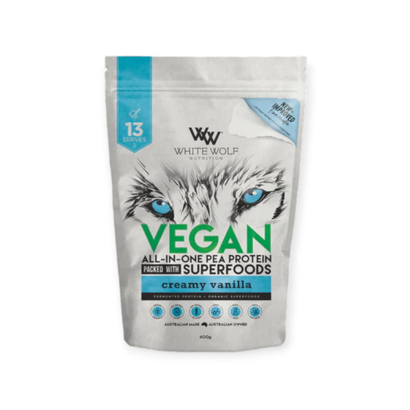 Load image into Gallery viewer, White Wolf Vegan All-In-One Pea Protein Vanilla 400g