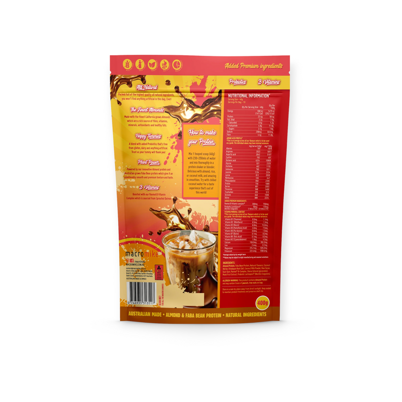 Load image into Gallery viewer, Macro Mike Premium Almond Protein Iced Mocha Latte 400g
