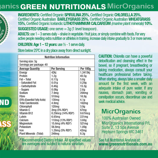 Microrganics Green Nutritionals Green Superfoods Powder 450g