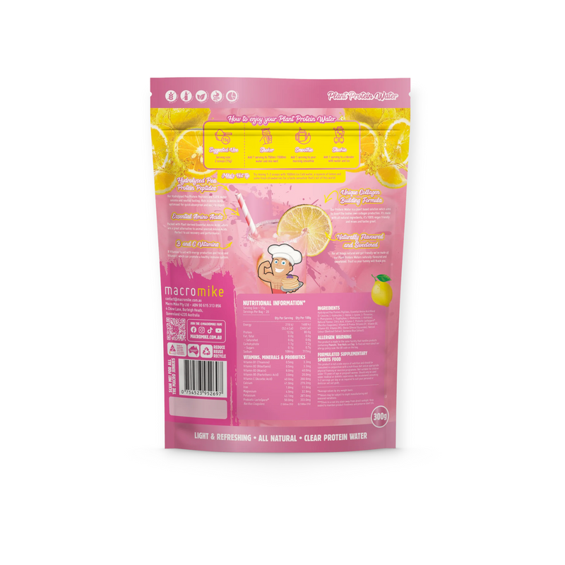 Load image into Gallery viewer, Macro Mike Plant protein Water Pink Lemonade 300g
