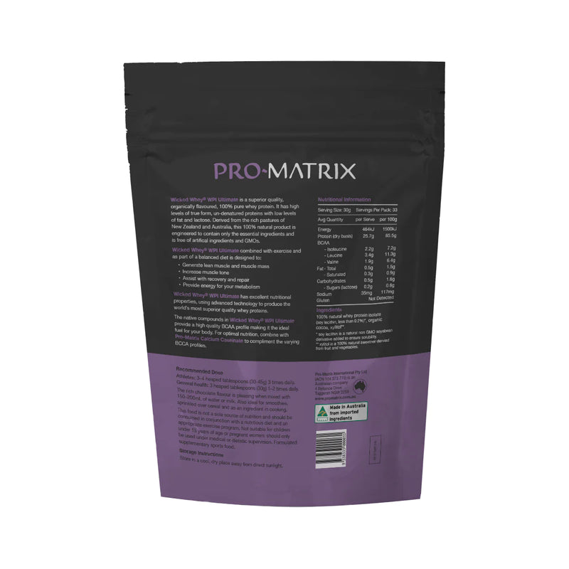 Load image into Gallery viewer, Pro-Matrix Wicked Whey Pasture Fed WPI (organic chocolate flavour) 1kg
