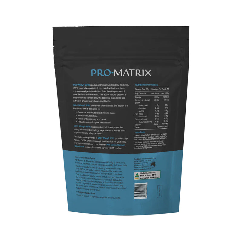 Load image into Gallery viewer, Pro-Matrix Wild Whey Pasture Fed WPC (organic vanilla flavour) 1kg
