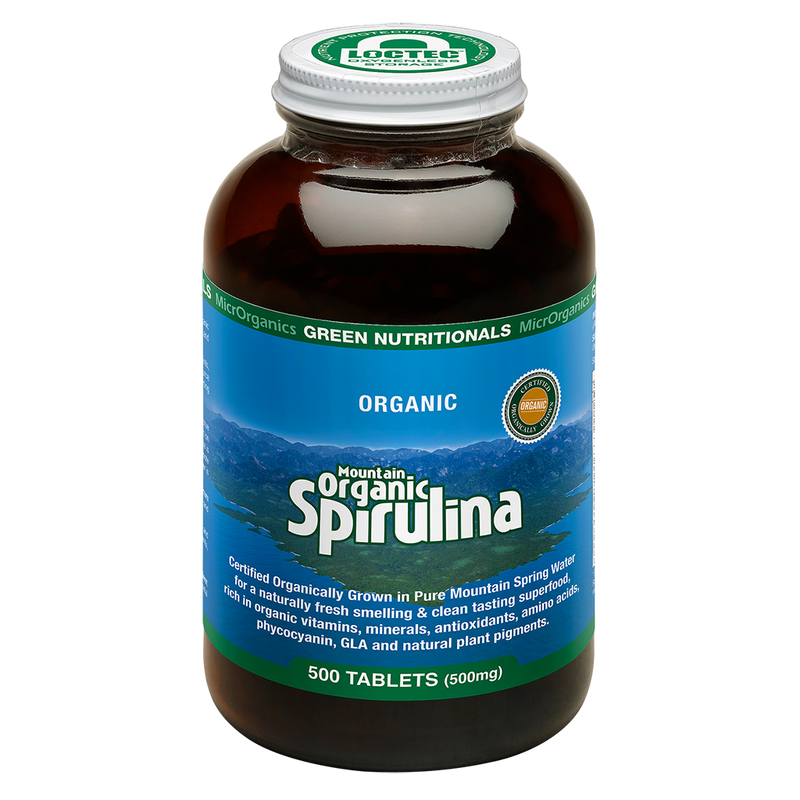 Load image into Gallery viewer, Microrganics Green Nutritionals Mountain Organic Spirulina 500Mg 500 tablets
