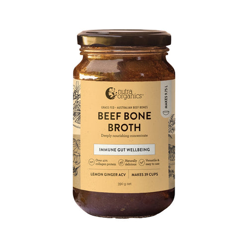 Nutra Organics Beef Bone Broth Lemon Ginger 390g