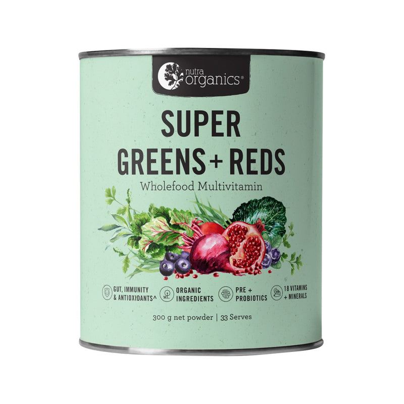 Load image into Gallery viewer, Nutra Organics Super Greens + Reds Powder 300g

