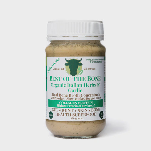 Best Of The Bone Beef Bone Broth Organic Italian Herb & Garlic 390g