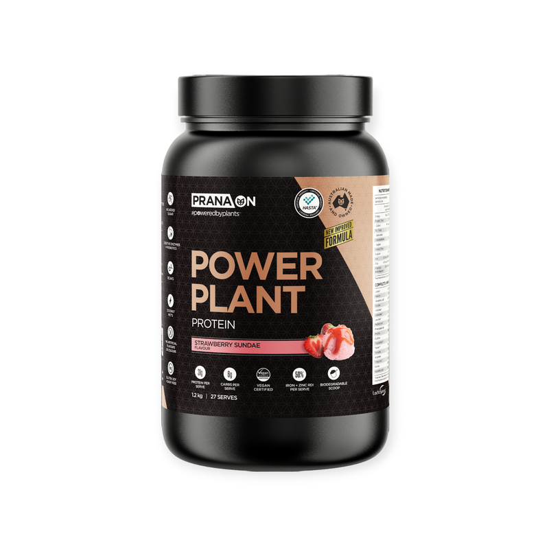 Load image into Gallery viewer, Prana Power Plant Protein Strawberry Sundae 1.2kg
