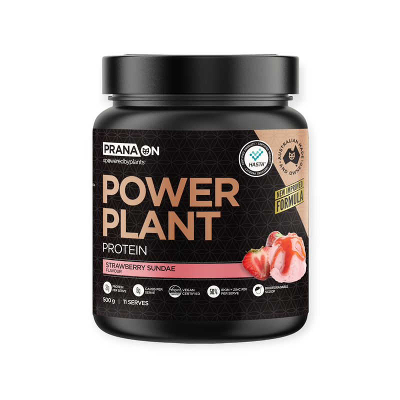 Load image into Gallery viewer, Prana Power Plant Protein Strawberry Sundae 500g
