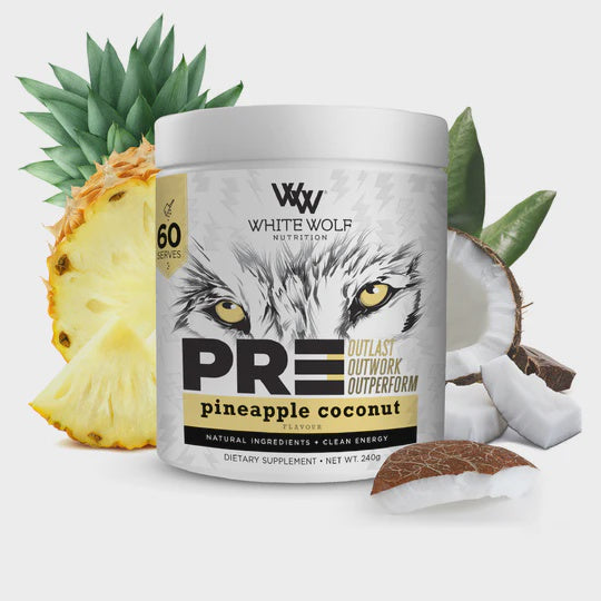 Load image into Gallery viewer, White Wolf PR3 Pre-workout Pineapple Coconut 60 servings
