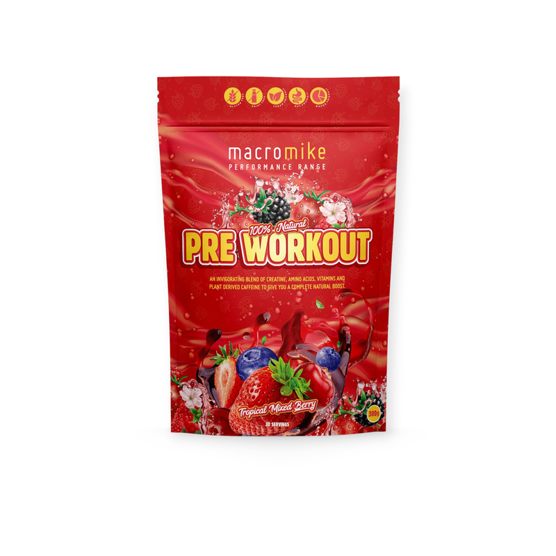 Load image into Gallery viewer, Macro Mike Pre-workout Tropical Mixed Berry 300g
