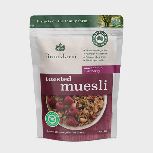 Brookfarm Toasted Macadamia Muesli with Cranberry 1.3kg