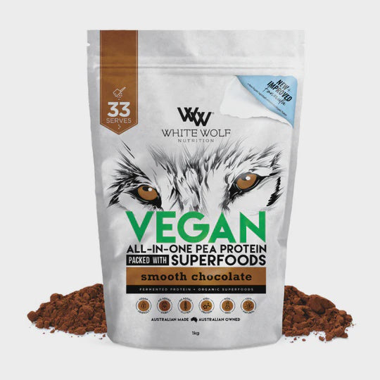 Load image into Gallery viewer, White Wolf Vegan All-In-One Pea Protein Chocolate 1kg
