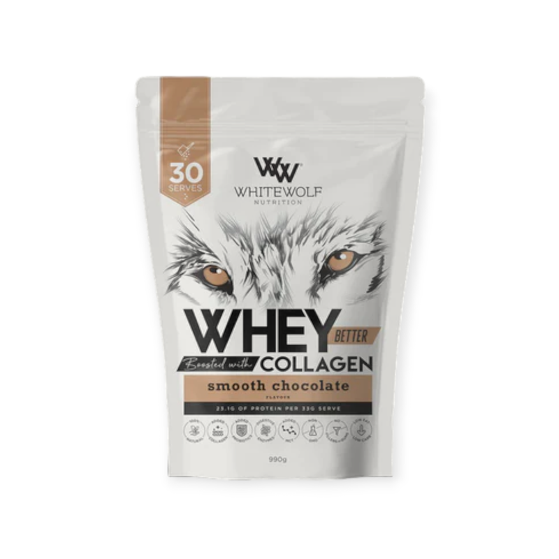 Load image into Gallery viewer, White Wolf Whey Better Protein Blend Smooth Chocolate 990g
