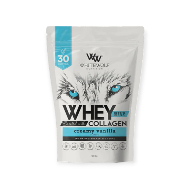 Load image into Gallery viewer, White Wolf Whey Better Protein Blend Creamy Vanilla 990g
